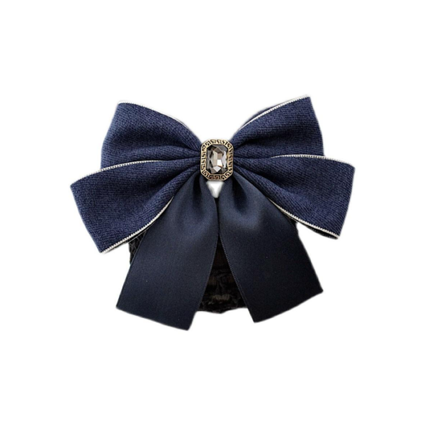 A06.2-02/Bow Hair Net for Work - Elegant Rhinestone Hair Bun Cover for Professional Women