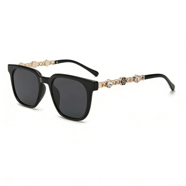 A08-07/G&M Vintage Camellia Diamond Sunglasses - UV Protection Square Sun Glasses for Men & Women