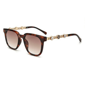 A08-07/G&M Vintage Camellia Diamond Sunglasses - UV Protection Square Sun Glasses for Men & Women - Image 2