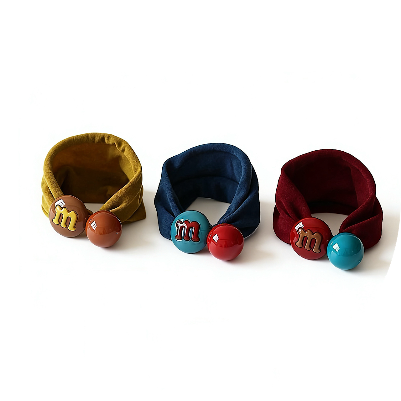 A06.3-01/3-Pack M Bean Hair Ties - No-Scrunch Elastic Hair Bands for Women - Image 1