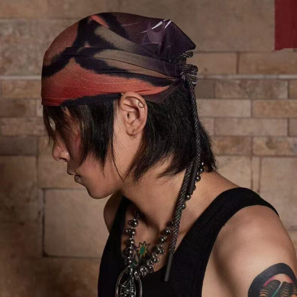 A06.4-03/Graffiti Print Drawstring Hip-hop Headband Adjustable American Style Neck Gaiter Wristband