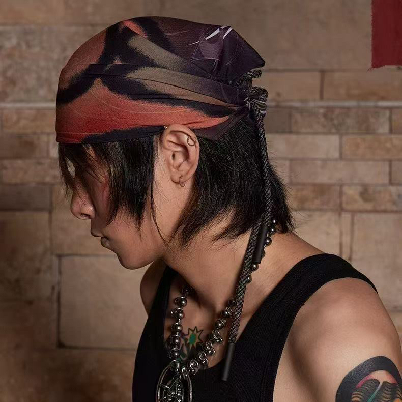 A06.4-03/Graffiti Print Drawstring Hip-hop Headband Adjustable American Style Neck Gaiter Wristband - Image 2