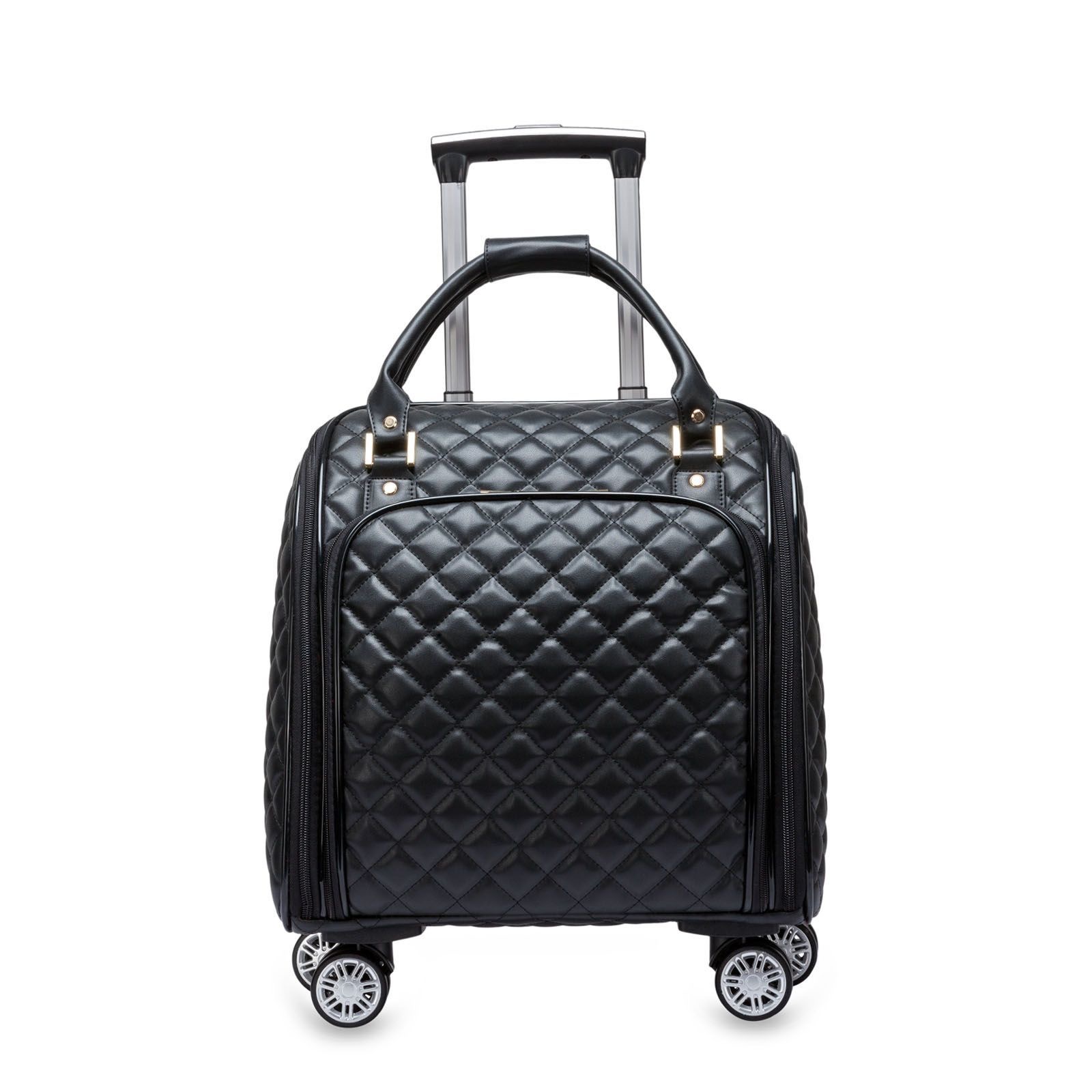 A09.1-03/Quilted Pattern Carry-On Luggage Lightweight Suitcase with Spinner Wheels & Lock - Image 1