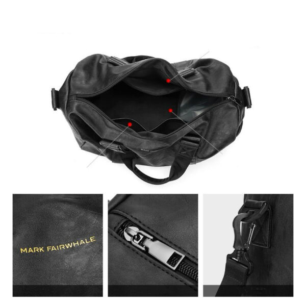 A09.2-01/Large Capacity Travel Duffle Bag PU Leather Gym Tote with Adjustable Strap