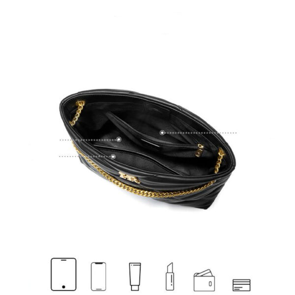 A09.4-01/Genuine Leather Quilted Chain Tote Bag Commute Crossbody Shoulder Bag