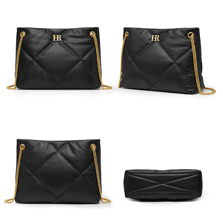 A09.4-01/Genuine Leather Quilted Chain Tote Bag Commute Crossbody Shoulder Bag - Image 7