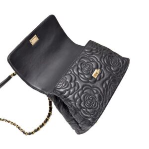 A09.4-02/Camellia Embossed Lambskin Handbag Classic Crossbody Shoulder Bag - Image 3