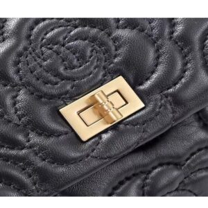 A09.4-02/Camellia Embossed Lambskin Handbag Classic Crossbody Shoulder Bag - Image 4