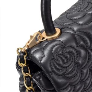 A09.4-02/Camellia Embossed Lambskin Handbag Classic Crossbody Shoulder Bag - Image 5
