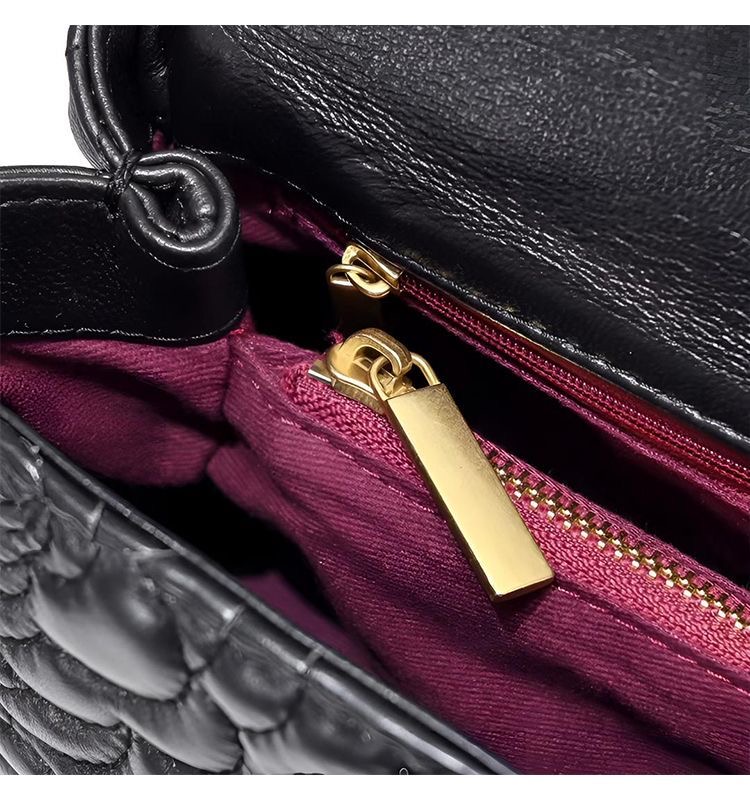 A09.4-02/Camellia Embossed Lambskin Handbag Classic Crossbody Shoulder Bag - Image 6