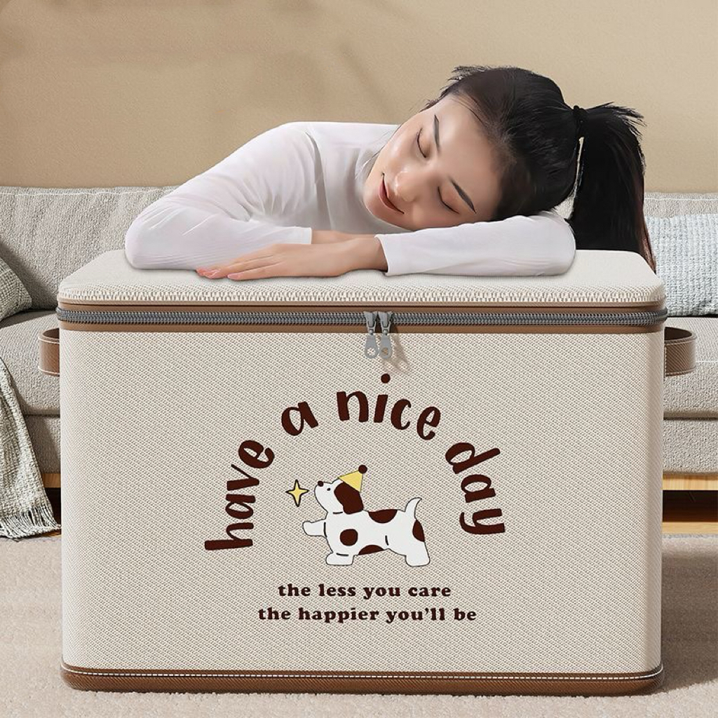 A09.5-02/Cute Cartoon Storage Box Large Capacity Fabric Clothes Organizer for Home Dorm - Image 3