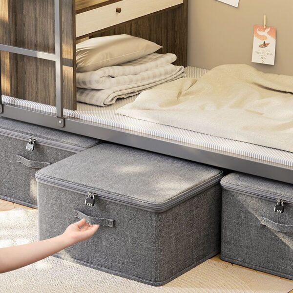 A09.5-03/Lockable Fabric Storage Box Privacy Organizer with Password Lock for Home Dorm