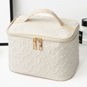 A09.6-01/Embossed Cosmetic Bag Large Capacity Travel Toiletry Storage Handbag 21×14×14cm - Image 3