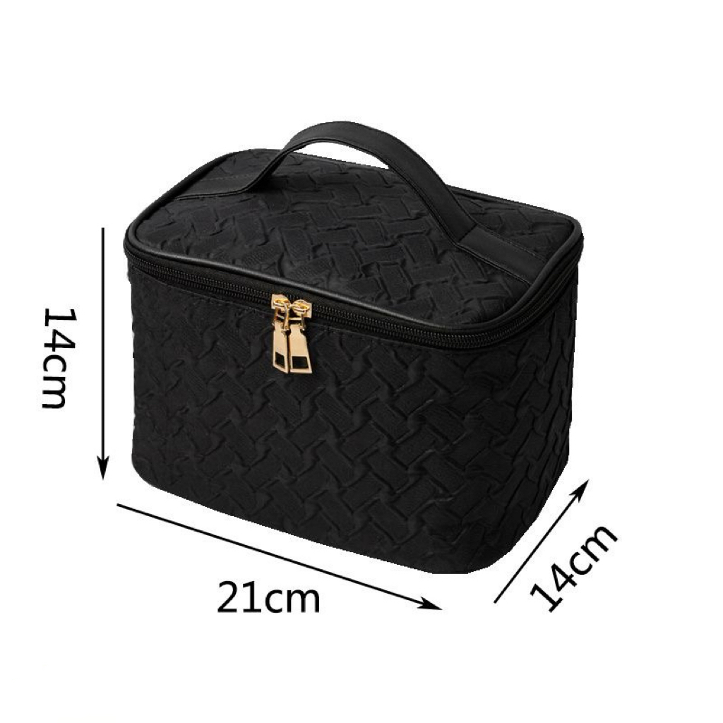 A09.6-01/Embossed Cosmetic Bag Large Capacity Travel Toiletry Storage Handbag 21×14×14cm - Image 7