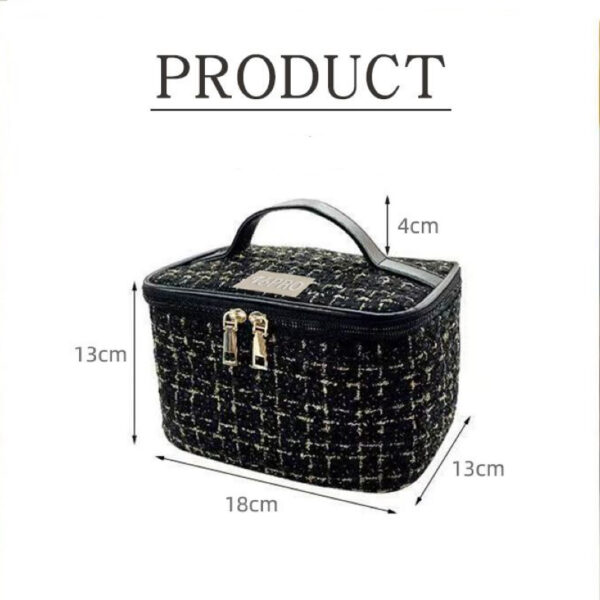 A09.6-03/Vibao Tweed Cosmetic Bag Luxury Portable Large Capacity Makeup Storage Handbag