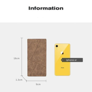 A09.7-02/Retro Suede Leather Long Wallet for Men Multi-Functional Card Coin Holder Brown - Image 3