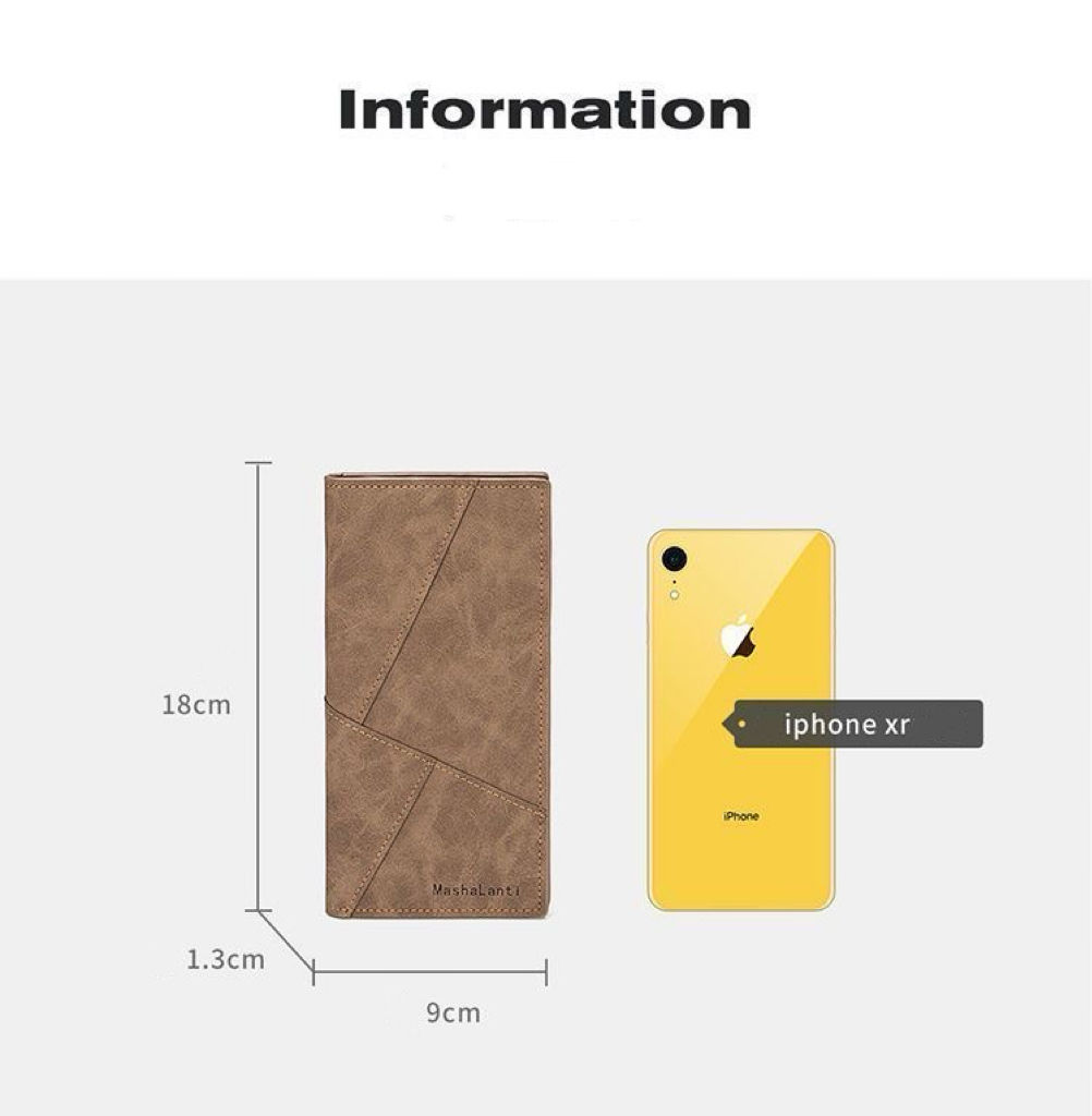 A09.7-02/Retro Suede Leather Long Wallet for Men Multi-Functional Card Coin Holder Brown - Image 3