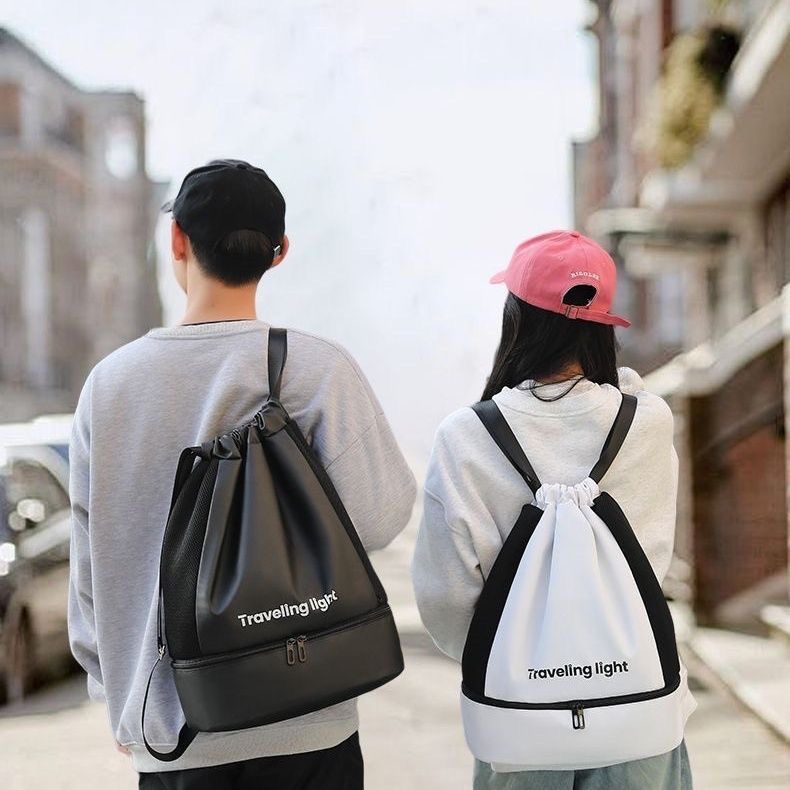 A09.8-03/Waterproof Dry Wet Separation Backpack - Large Capacity Sports Gym & Swim Drawstring Bag - Image 6