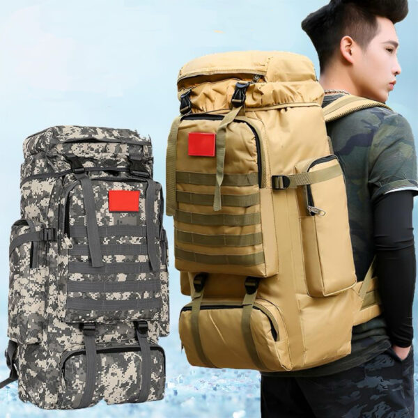 A09.9-01/Tactical Military Backpack 70L Large Capacity Waterproof Hiking Camping Bag