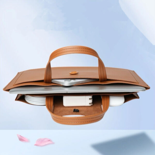 A09.11-01/14 Inch Leather Laptop Tote Bag Versatile Business Commute Work Office Handbag