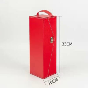 A09.13-02/Portable Single Wine Gift Box Blue Seaweed Pattern PU Leather Wine Storage Case with Handle - Image 3