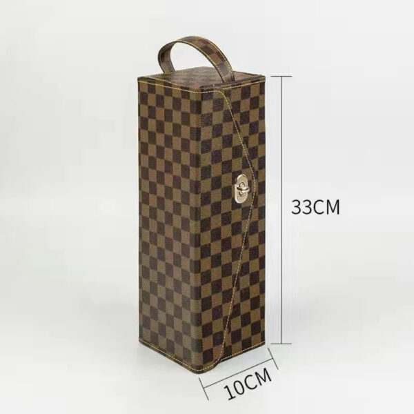 A09.13-02/Portable Single Wine Gift Box Blue Seaweed Pattern PU Leather Wine Storage Case with Handle