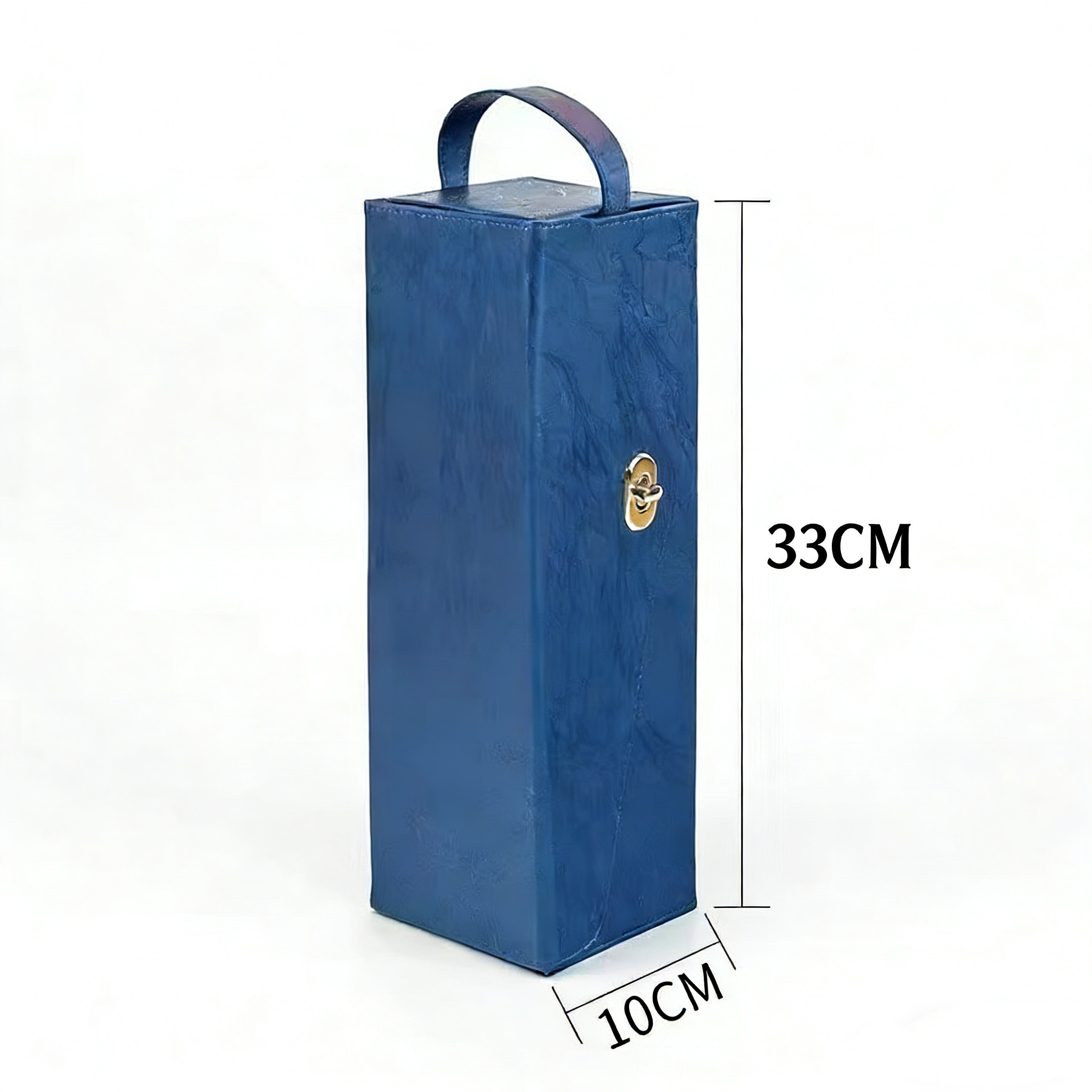 A09.13-02/Portable Single Wine Gift Box Blue Seaweed Pattern PU Leather Wine Storage Case with Handle - Image 1