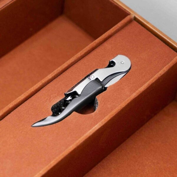 A09.13-03/Vintage Double Wine Gift Box Premium PU Leather Case with Customizable Logo Alloy Accents