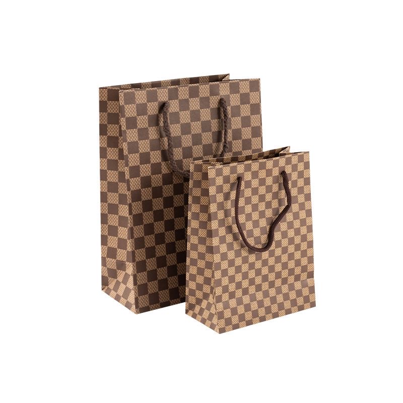 A09.14-01/Vintage Plaid Kraft Paper Gift Bags Retro Portable Gifting Packaging Bags - Image 1